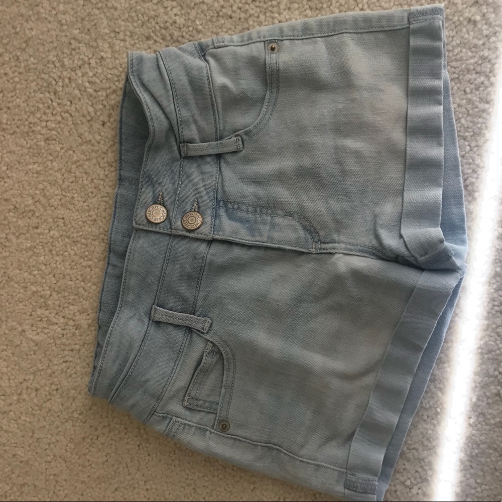 light wash denim shorts